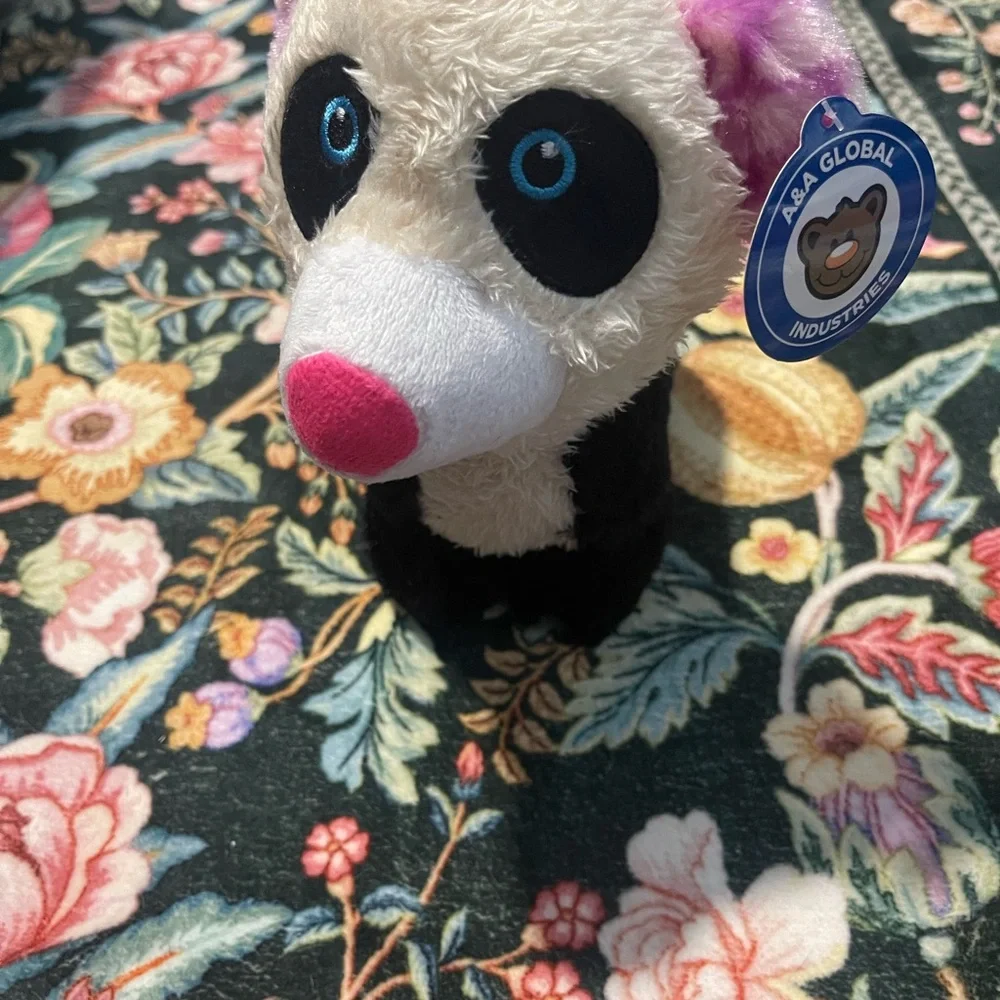 Charming Plush Panda Toy with Purple and Black Details